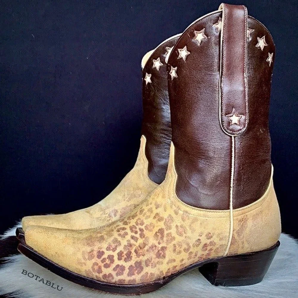 OLD GRINGO ‘Vintage’ Boots Leopard Star Short Cowgirl Cowboy Western Size 8 - Picture 10 of 11